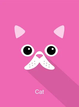 Cat face, cute flat portrait icon, vector illustration Stock Illustration