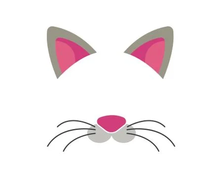 Cat face elements set. Vector illustration. Animal character ears and nose. V Stock Illustration
