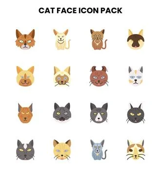 Cat Face Flat Graphics Icons Pack Stock-Illustration
