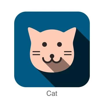 Cat face flat icon design. Animal icons series. Stock Illustration