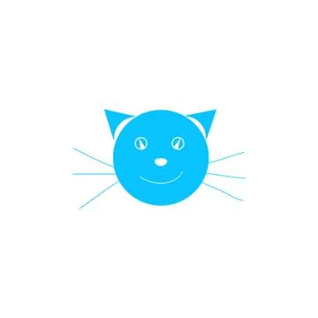 Cat face icon flat. Stock Illustration