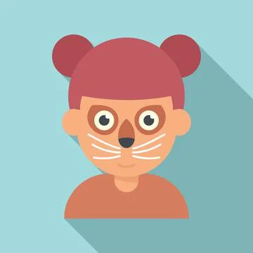 Cat face painting icon flat vector. Child paint 스톡 일러스트