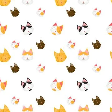 Cat face seamless pattern design in vector Stock Illustration