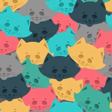 Cat face seamless pattern. Home pet background. Texture for Childrens Cloth Illustrazione stock