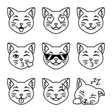 Cat face set. Stock Illustration