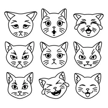 Cat face set. Stock Illustration