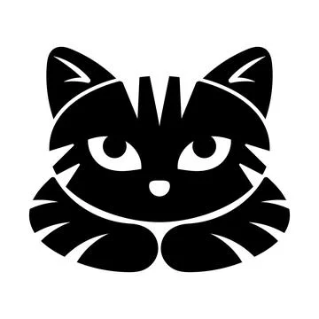Cat Face Silhouette Vector Illustration Stock Illustration