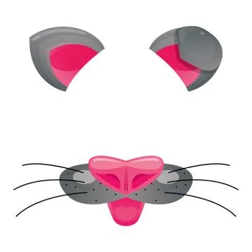 Cat Face Template for Video Chat. Illustrazione stock