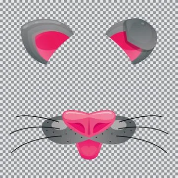 Cat Face Template for Video Chat on Transparent Background. Illustrazione stock