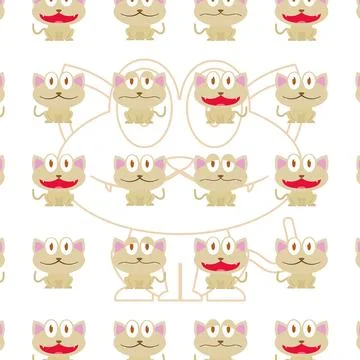 Cat faces pattern mix. Vector Stock Illustration