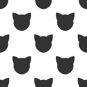 Cat faces seamless pattern. Vector illustration. Stock Illustration