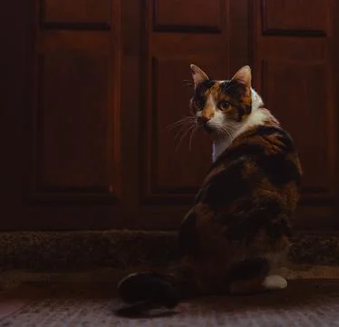 Cat Facing Back Stock Photos