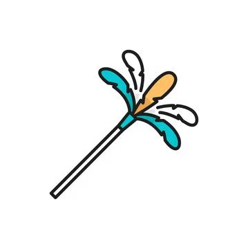 Cat feather interactive wand toy playing accessory イラスト素材