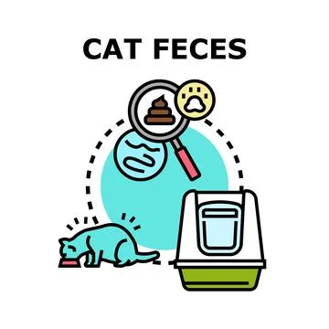 Cat feces problem concept with pet care Stock Illustration