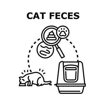 Cat feces problem concept with pet care Stock Illustration