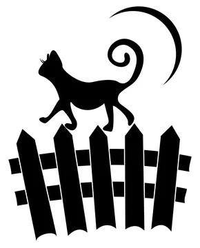 Cat on fence Stock Illustration