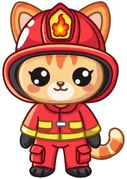 Cat Firefighter Stock Illustration