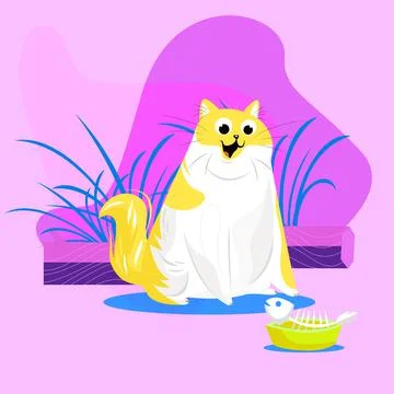 Cat with Fish bone Stock Illustration