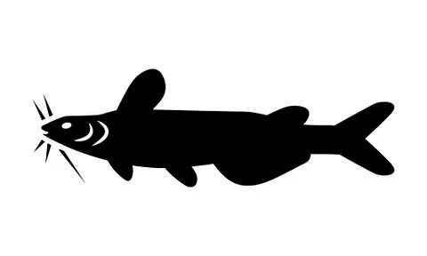Cat Fish icon vector isolated flat silhouette Stock Illustration