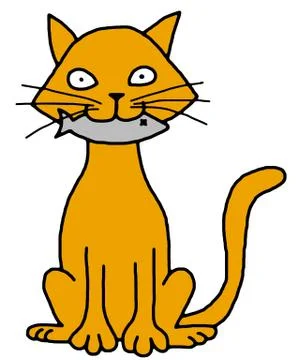 Cat with fish Stock Illustration