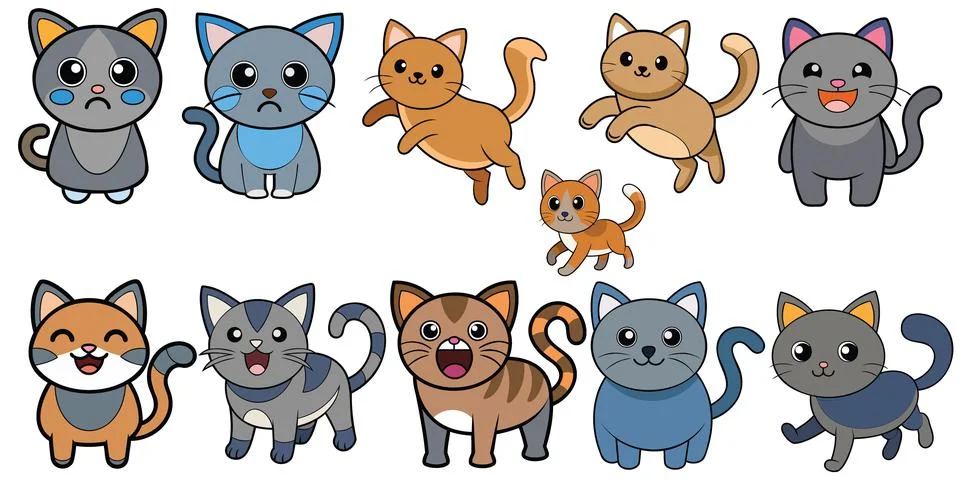 Cat flat  design ,animal vector design Stock Illustration