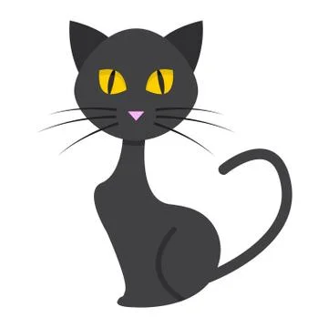 Cat flat icon, halloween and scary, animal sign イラスト素材