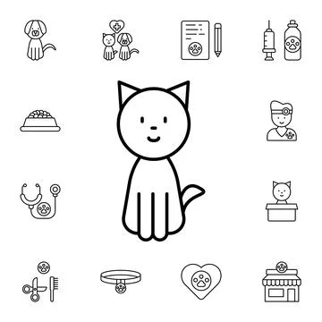 Cat flat vector icon in petshop pack Stock Illustration