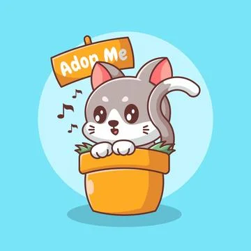 The cat is in the flowerpot Stock Illustration