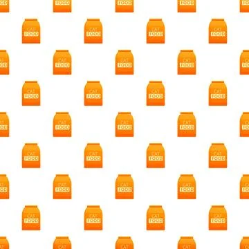 Cat food bags repeating pattern seamless background Stockillustratie