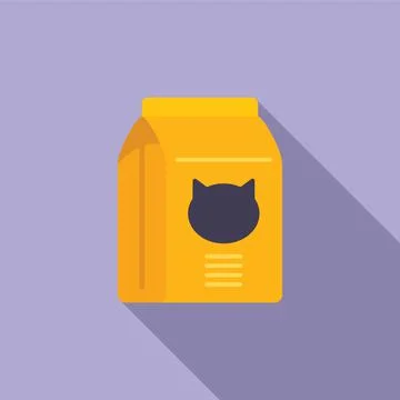 Cat food pack icon flat vector. Cute snack Illustrazione stock