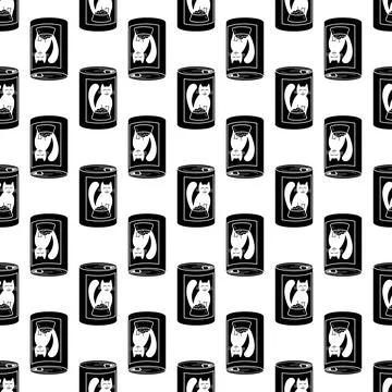 Cat food tin can pattern seamless vector Illustrazione stock
