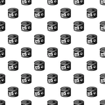 Cat food tin seamless pattern illustration Stock Illustration
