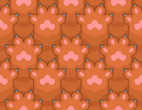 Cat foot pattern seamless. Pet paw background. vector texture Stock Illustration