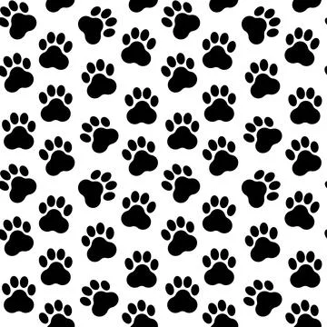 Cat footprint seamless vector pattern on transparent background Illustrazione stock