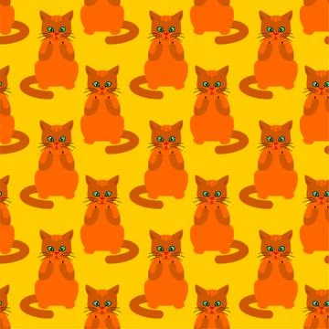 Cat fuck pattern seamless. Pet Rude gesture background . vector illustration  Stockillustratie