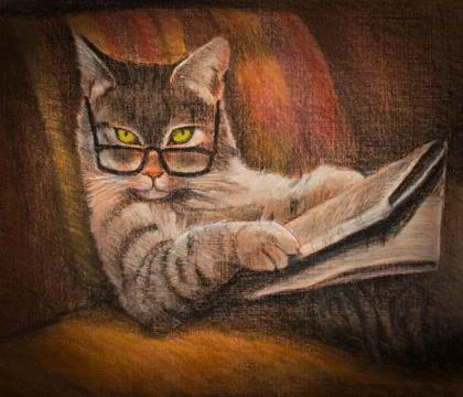 Cat with glasses Stock Illustration