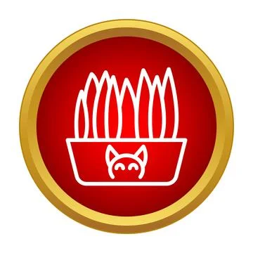 Cat grass growing in pot icon design Stock Illustration