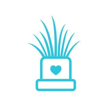 Cat grass icon on white background. Isolated on white background. From blue.. Stock Illustration