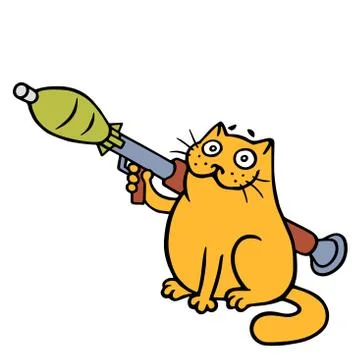 Cat with a grenade launcher Stock Illustration