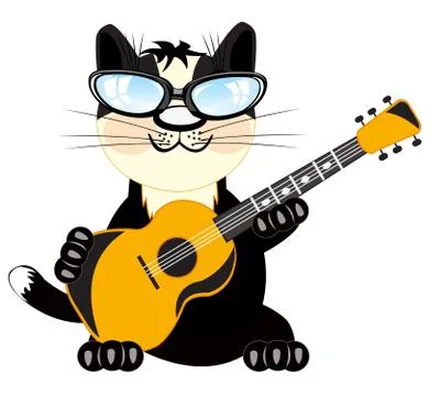 Cat with guitar Stock Illustration