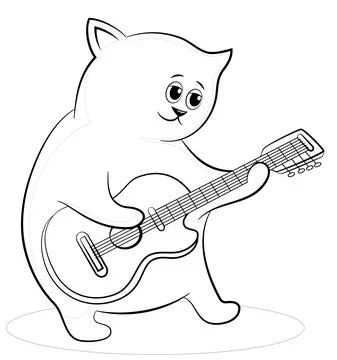 Cat with Guitar Stock Illustration