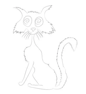 Cat on halloween drawing lines vector Stock Illustration