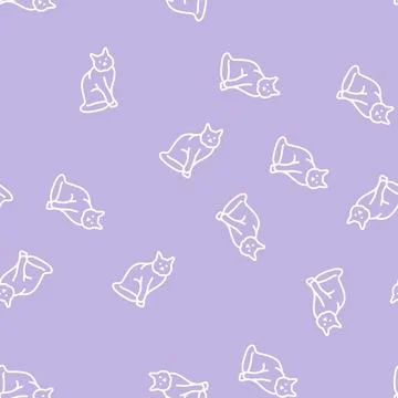 Cat halloween line seamless pattern Stock Illustration