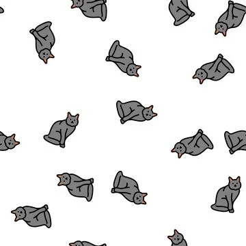 Cat halloween vector seamless pattern Stock Illustration