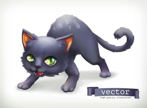Cat. Happy Halloween, 3d vector icon Stock Illustration