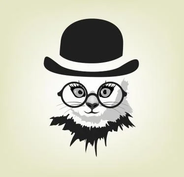 Cat in the hat and glasses Stock Illustration