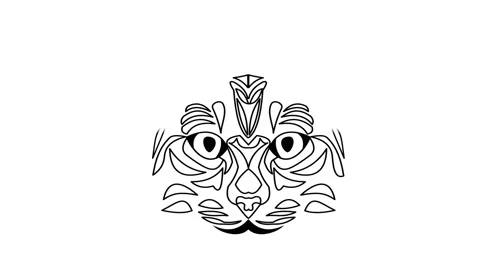 Cat head animated drawing. Video in white and black outline design. Vidéo 67474283
