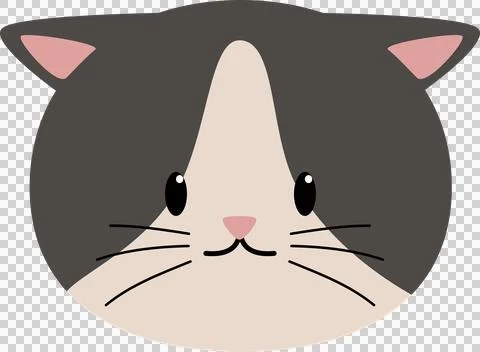 Cat head cute black partial Stock Illustration