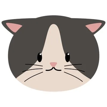 Cat head cute black partial Stock Illustration