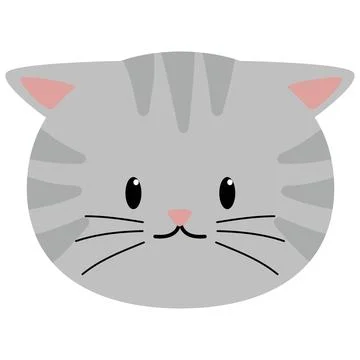 Cat head cute gray Stock Illustration